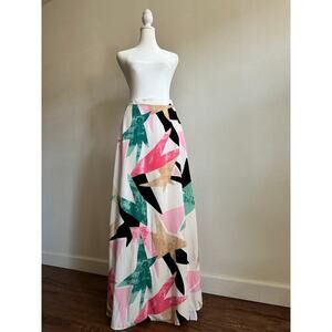 Lulus Daydreaming White Print Maxi‎ Skirt Size M